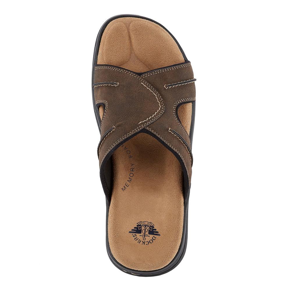 Dockers Men s Leather Slides with Memory Foam Footbed Khazanay