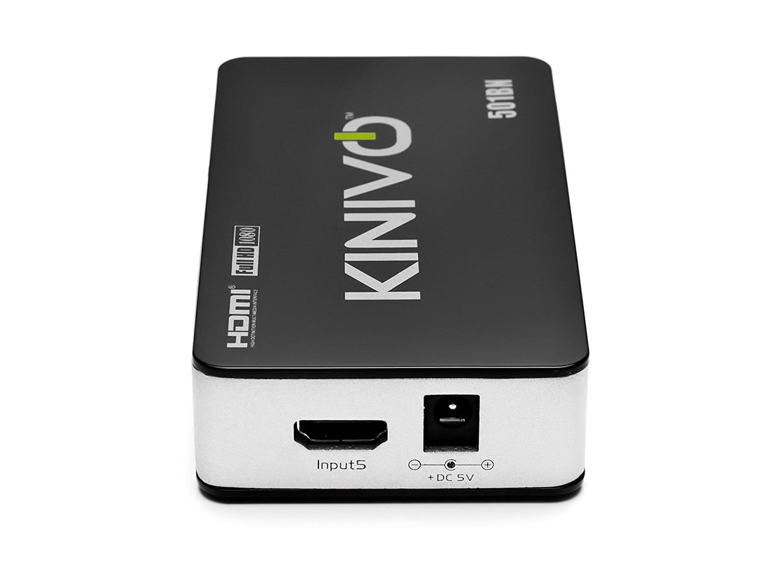 Kinivo 501BN Premium 5 port High speed HDMI switch with IR wireless remote and AC Power adapter - supports 3D, 1080p - Khazanay