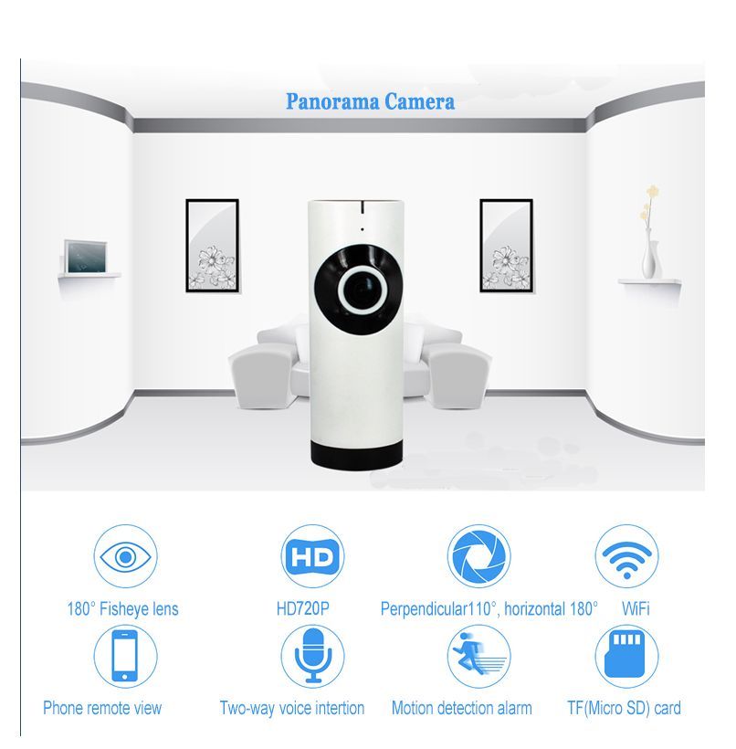 Panoramic View Home Security Camera Clever WiFi Monitor For iPhones Android (White) - Khazanay