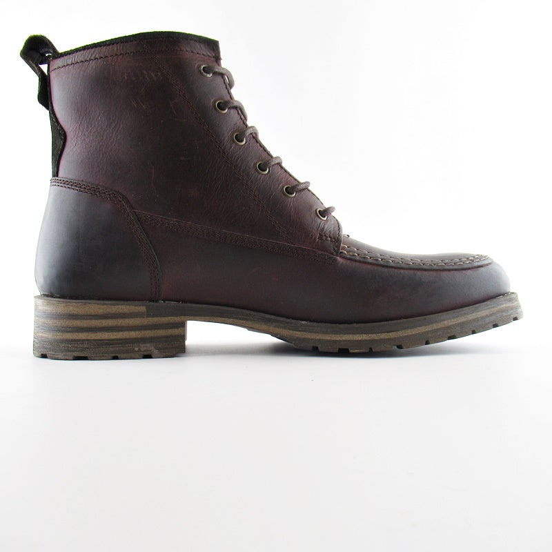 Lucky Brand Mens Brown Garrison Leather Rugged Lace-up Rubber Sole Moc Toe Boot - Khazanay